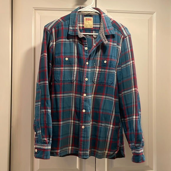 Levi’s Blue & Red Plaid Button Down - Picture 1 of 6